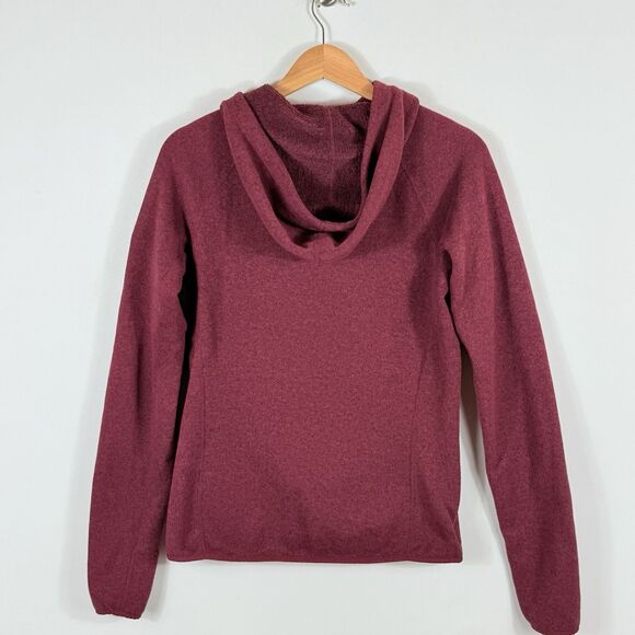 THE NORTH FACE Maroon Knit Fleece Lined Hooded Half Zip Jacket Womens Medium - Picture 4 of 7